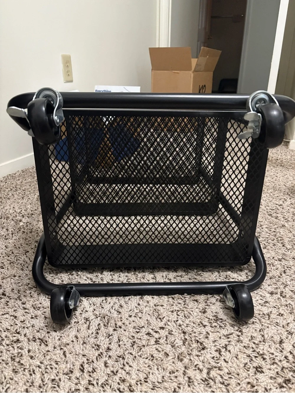 Black 3-Tier Rolling Metal Storage Cart